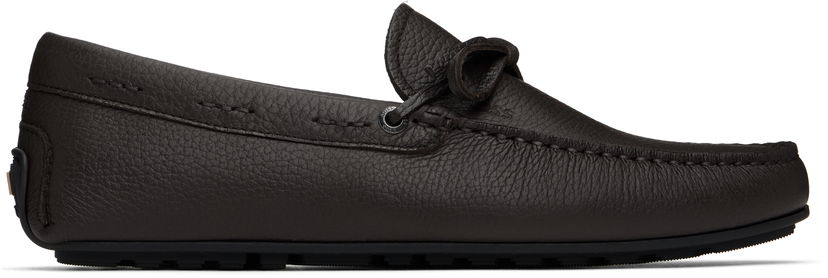 Sneakers och skor BOSS BOSS Grained Leather Driver Sole Loafers Brun | 50536247