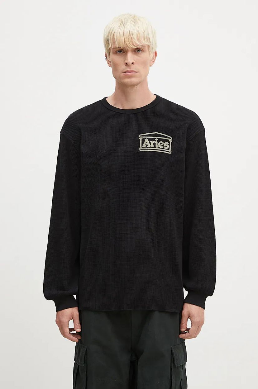Sweatshirt Aries Waffle Crewneck Sweatshirt Svart | AR4066602