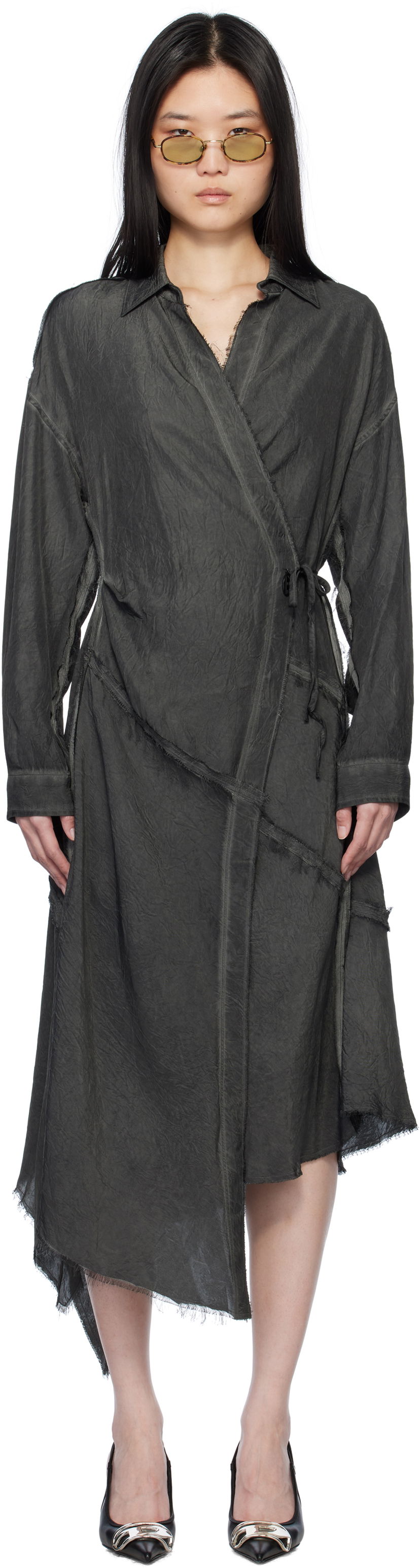 Klä Diesel Diesel D-Raven-Q1 Midi Wrap Dress Grå | A17310 0CMBB