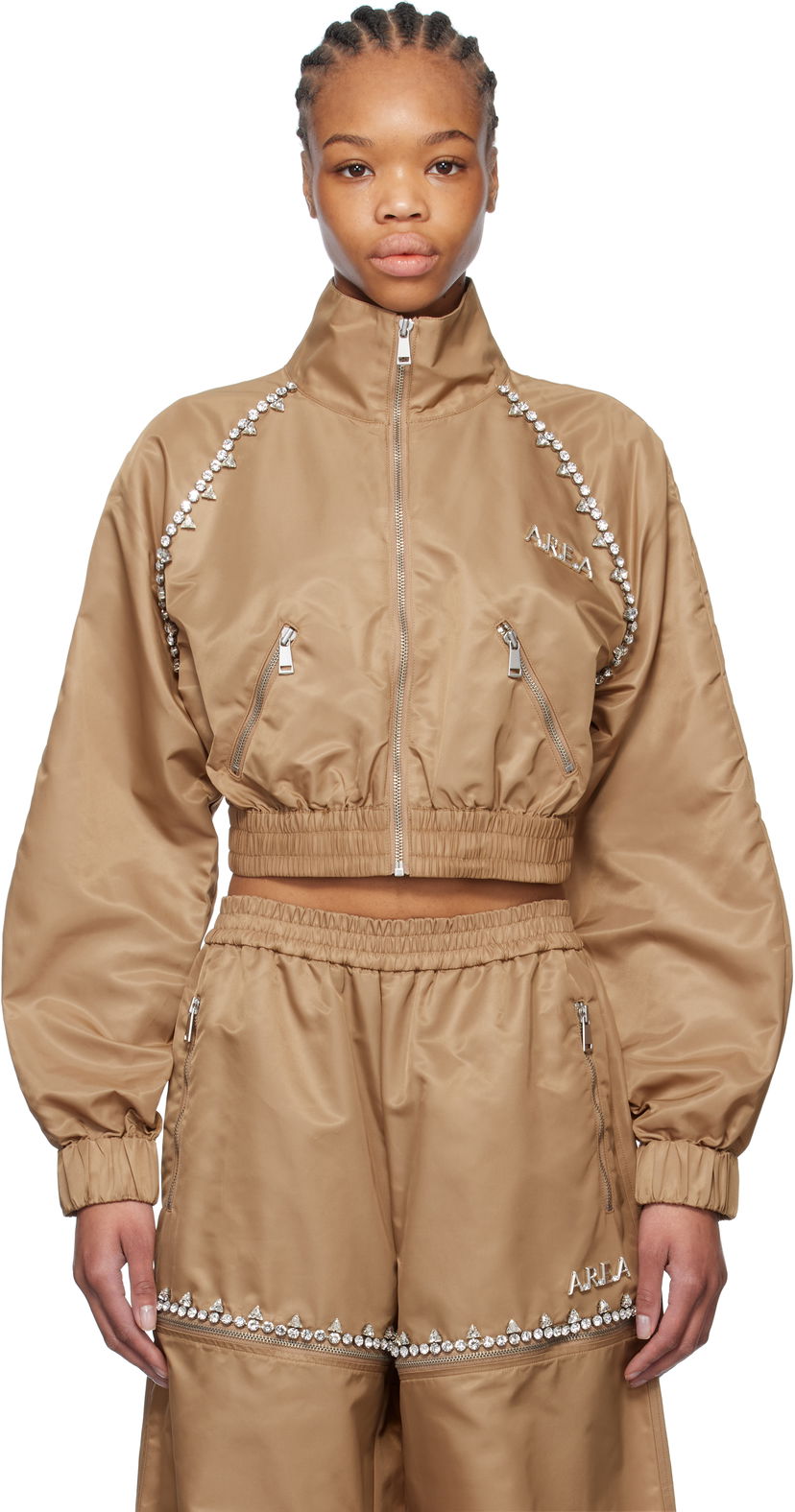 Träningsoverall Area AREA Crystal Trim Track Jacket Brun | FW24AWOU0028FA01