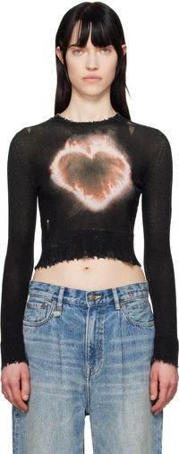 R13 Flaming Heart Cropped Sweater