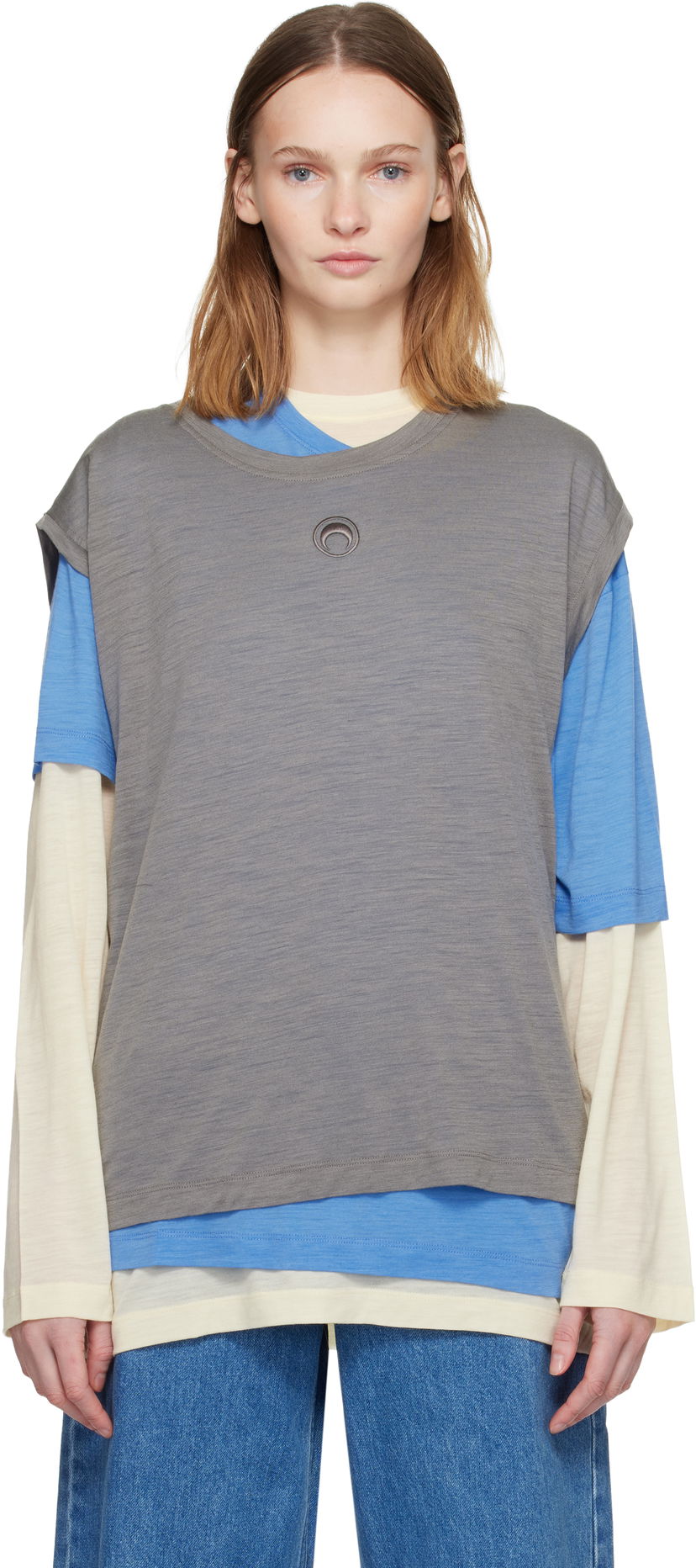T-shirt Marine Serre Marine Serre Merino Jersey T-shirt Set Flerfärgad | UTT011ARJER0023