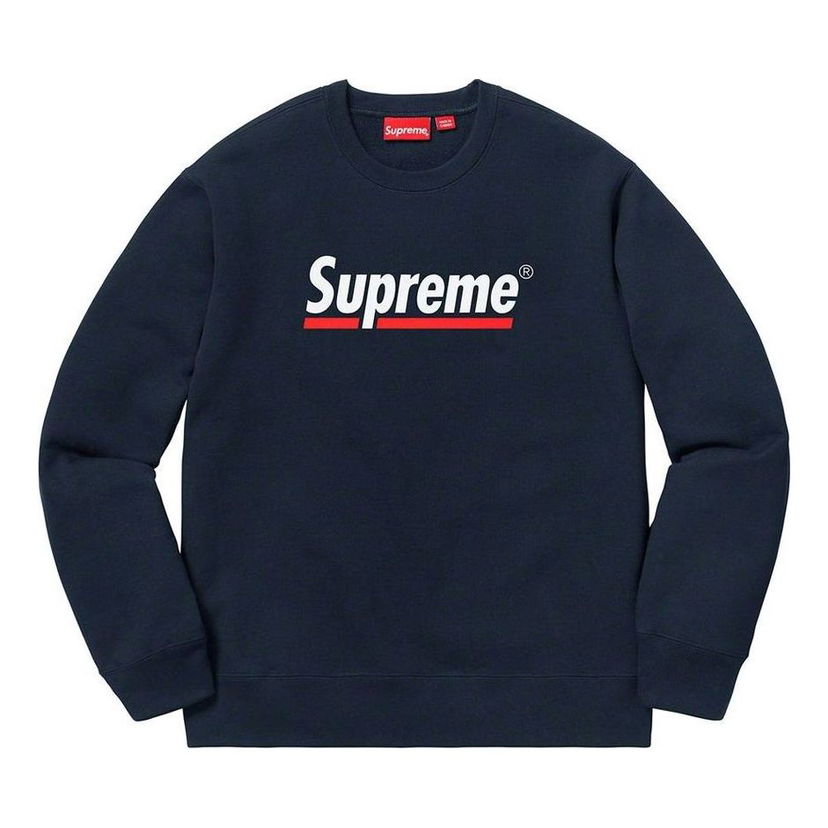 Sweater Supreme Underline Crewneck Sweatshirt Blå | SUP-SS20-353