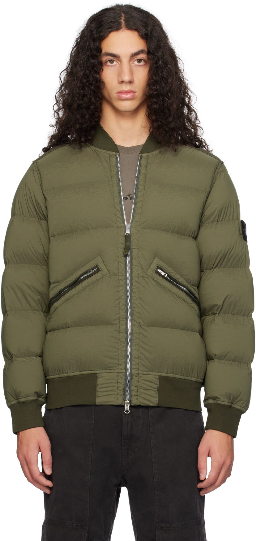 Bomberjacka Stone Island Stone Island Quilted Down Bomber Jacket Grön | 811540228