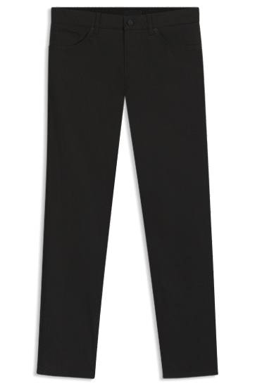 Byxor BOSS Regular-Fit Cotton-Blend Satin Trousers Svart | 50543955