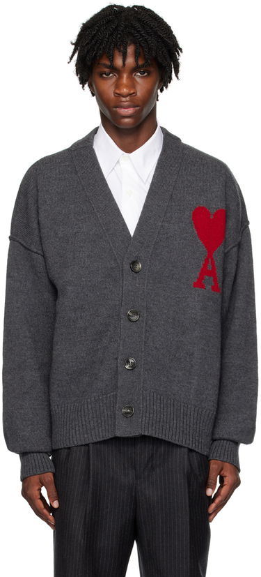 Sweater AMI Cardigan Grå | BFUKC006.018, 0