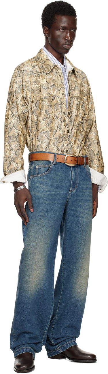 Skjorta ISABEL MARANT Isabel Marant Victor Snakeskin Print Shirt Beige | CH0196HA-B4G02H, 3