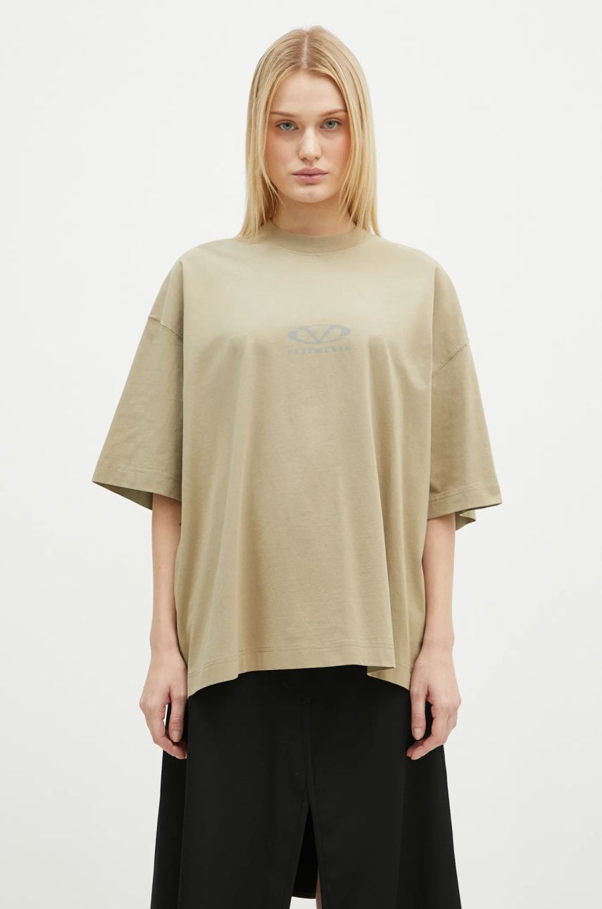 T-shirt VETEMENTS Oval Logo Cropped Boxy T-Shirt Beige | UA66TR600T, 1