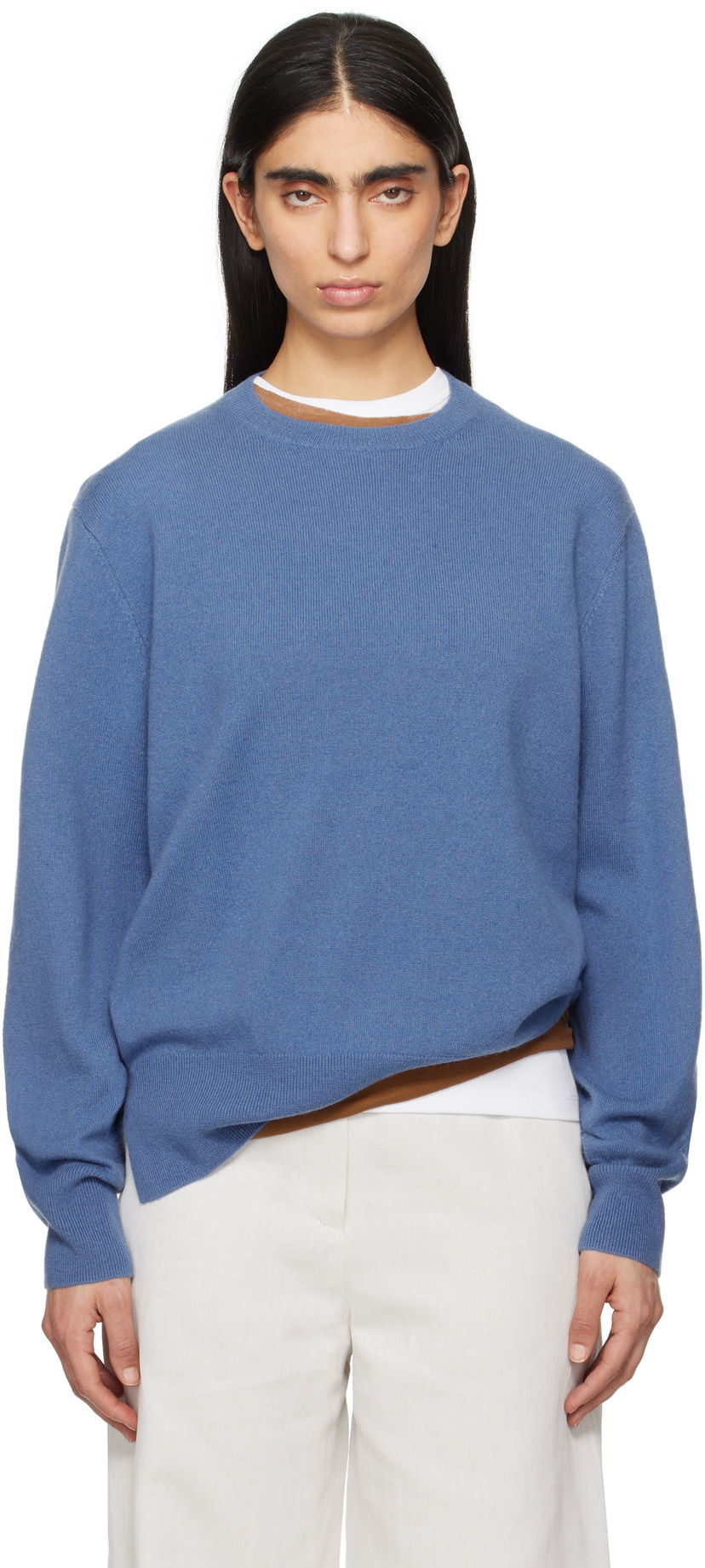 Sweater TOTEME TOTEME Crew-Neck Cashmere Knit Sweater Blå | 252-WRT1734-YA0016