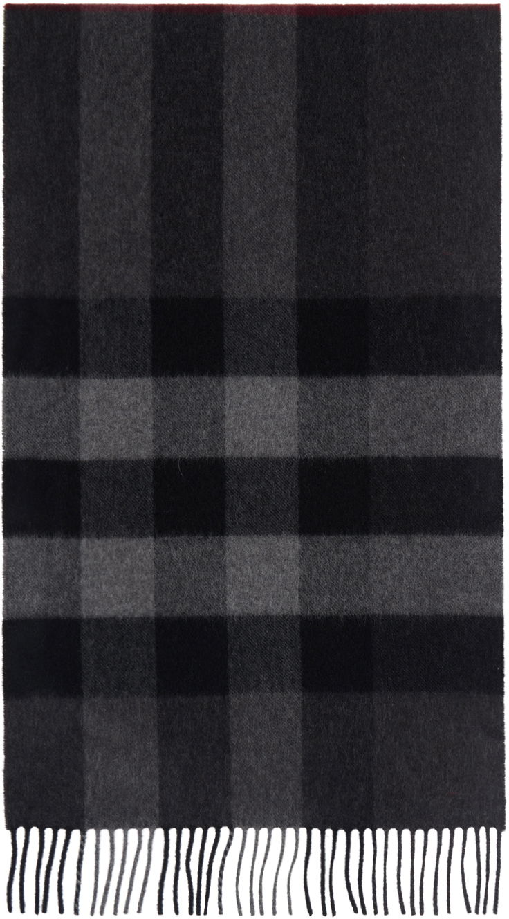 Halsduk Burberry Gray Check Cashmere Scarf Grå | 8077893