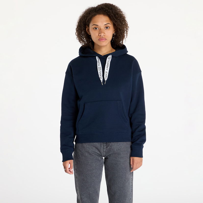 Sweatshirt Tommy Hilfiger Boxy Logo Drawcord Hoodie Navy Mörkblå | DW0DW17794 C1G