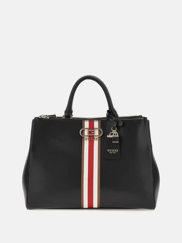 Handväska GUESS Nelka Front-Stripe Handbag Svart | HWVG9307070, 0