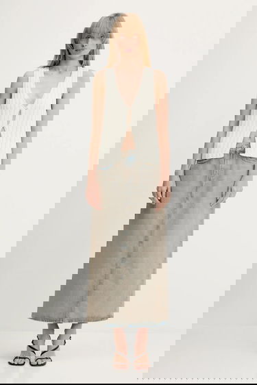 Kjol Samsoe Samsoe Samsoe Samsoe Saelsie Maxi Denim Skirt Blå | F25100166, 4