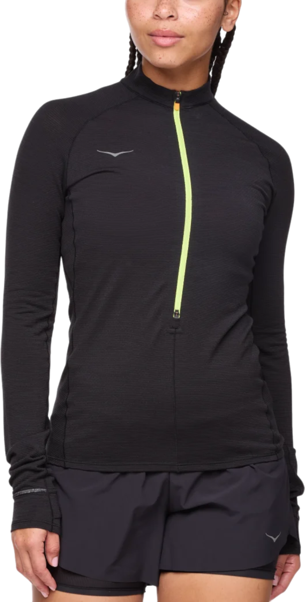 Sweatshirt Hoka One One Hoka BaseZip Long Sleeve Svart | 1156112-blk