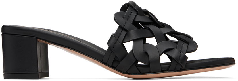 Sneakers och skor Gianvito Rossi Amalfi Woven Leather Heeled Sandals Svart | G10025-45RIC-CLN