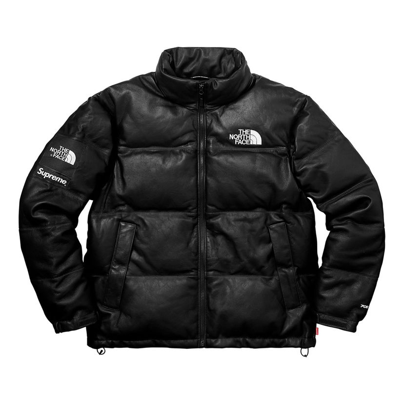 Pufferjacka Supreme The North Face Nuptse Leather  Jacket Svart | SUP-FW17-617