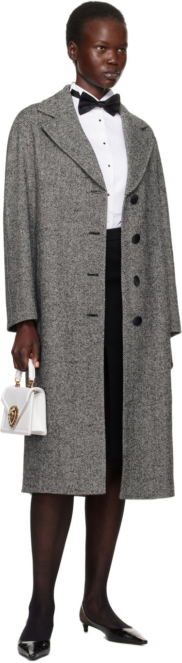 Rockar Dolce & Gabbana Mixed Wool Long Coat Grå | F0F1NT FCMC3, 3