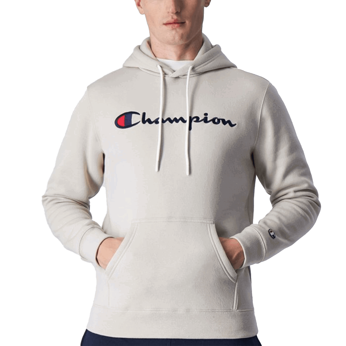 Sweatshirt Champion Pullover Hoodded Sweatshirt with Kangaroo Pocket Beige | 220253-ES057, 0