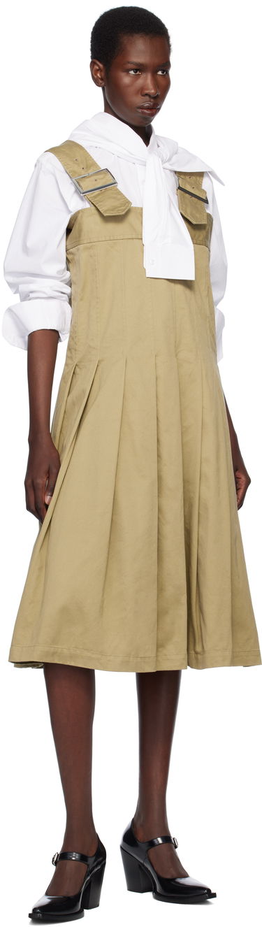 Klä Comme des Garçons Comme des Garçons Cotton Twill Midi Dress Beige | RO-A006-051, 3