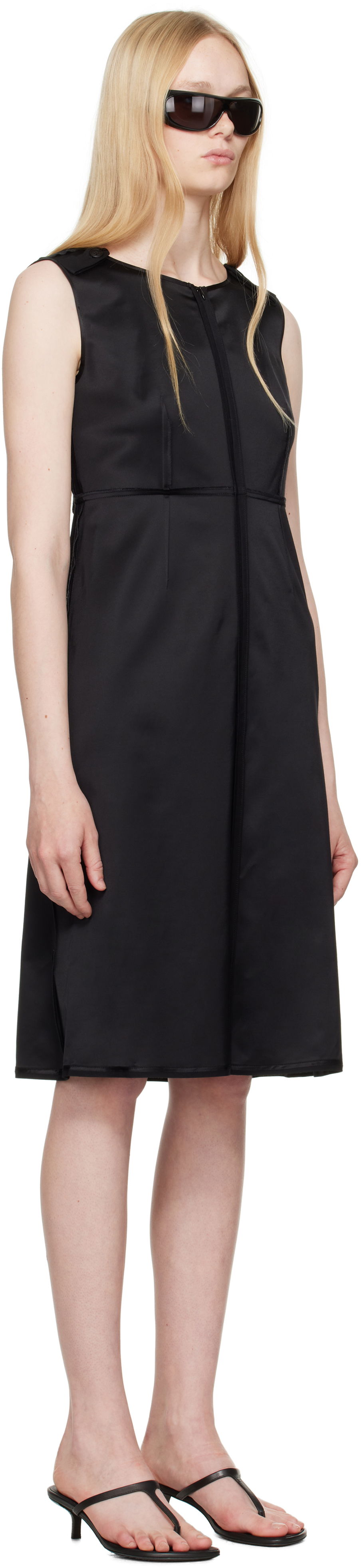 Klä Maison Margiela MM6 Maison Margiela Satin Stretch Midi Dress Svart | S62DA0048 M35143, 1