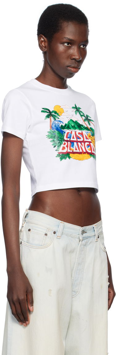 Crop top Casablanca Casablanca Casa Beach Wave Cropped T-Shirt Vit | WS25-JTS-009-03, 1
