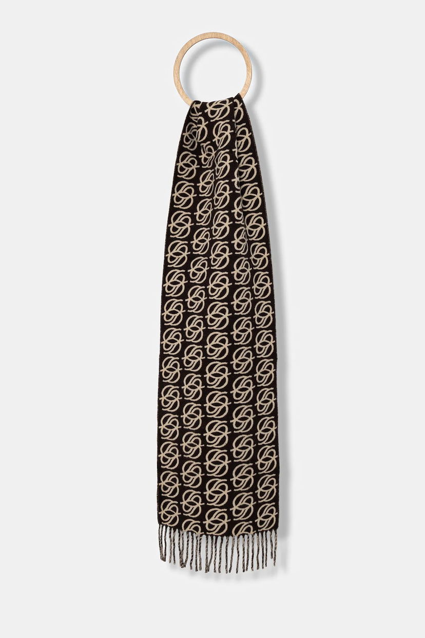 Halsduk Drôle de Monsieur Drôle de Monsieur L'Echarpe Monogramme Patterned Scarf Brun | I.SF118.WO046