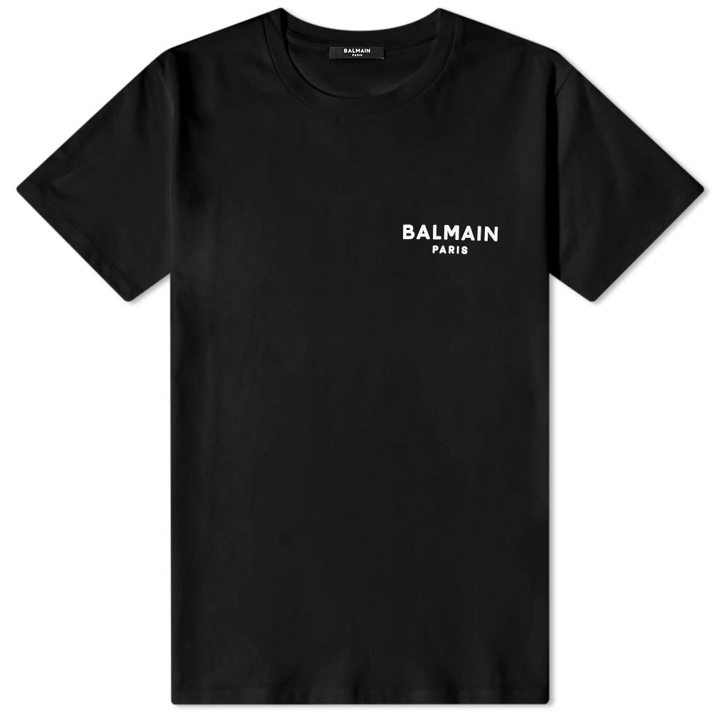 T-shirt Balmain Flock Logo Tee Svart | AF1EF010BB01-EAB, 0