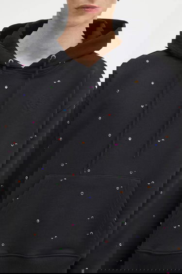 Sweatshirt Sky High Farm Sky High Farm Studded Cropped Hoodie Svart | SHF07T041, 3