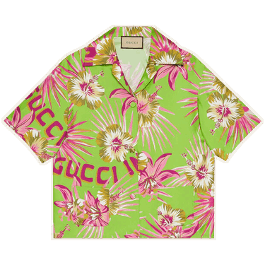 Skjorta Gucci Floral Silk Bowling Shirt Grön | 694890 ZAI5R 3663, 0