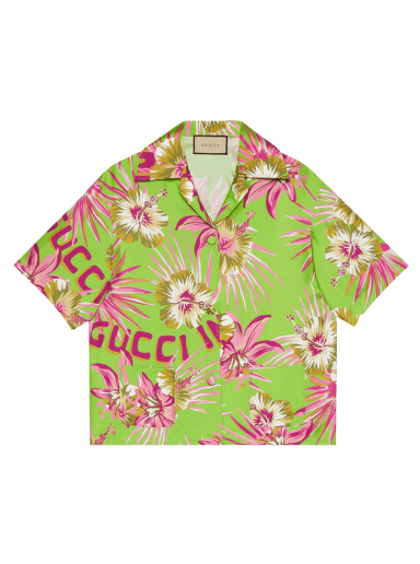 Skjorta Gucci Floral Silk Bowling Shirt Grön | 694890 ZAI5R 3663