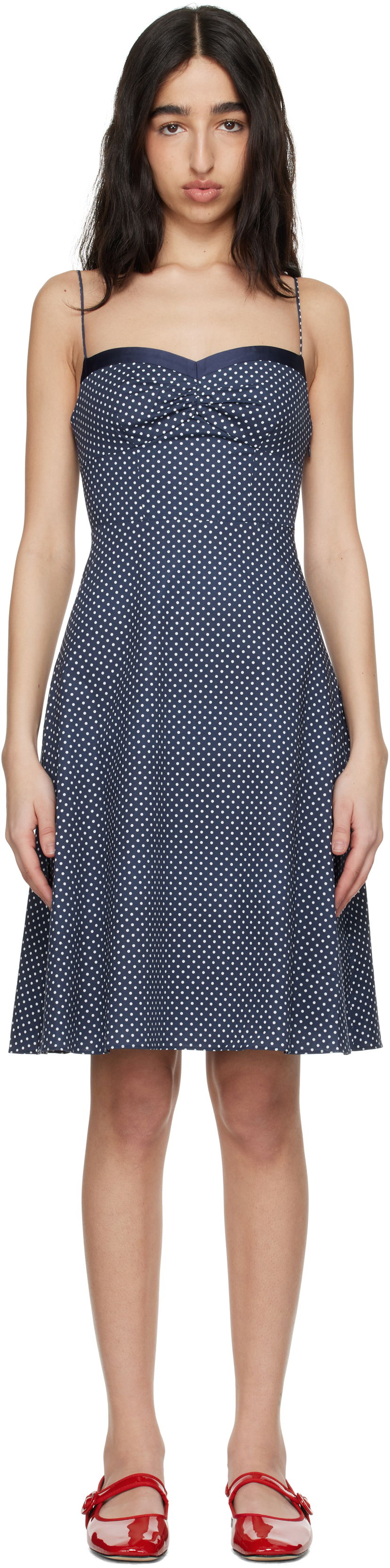 Klä GUIZIO Guizio Margaux Polka Dot Midi Dress Mörkblå | S25422W089