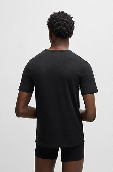 T-shirt BOSS Three-Pack of Cotton T-Shirts with Logo Svart | 50493972, 1