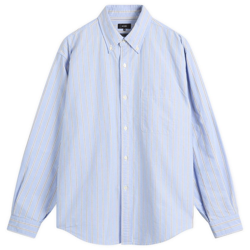 Skjorta BEAMS Heavy Oxford Button Down Stripe Shirt Blå | 1111-1213-301-70