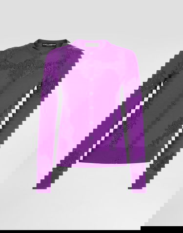 Sweater Dolce & Gabbana Dolce & Gabbana Wool Cardigan with Lace Purpur | FXV05TJDVCSF0571, 0