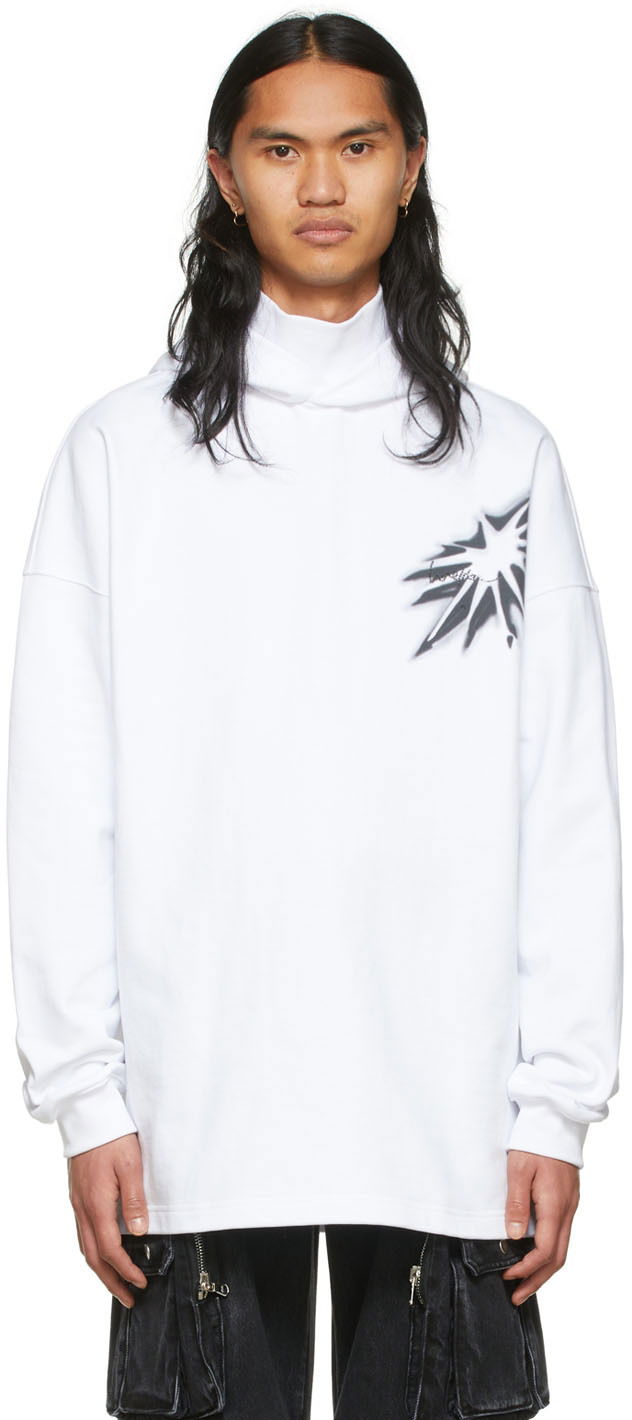 Sweatshirt We11done Graphic Print Cotton Turtleneck Vit | WD-TH1-22-702-U-WH