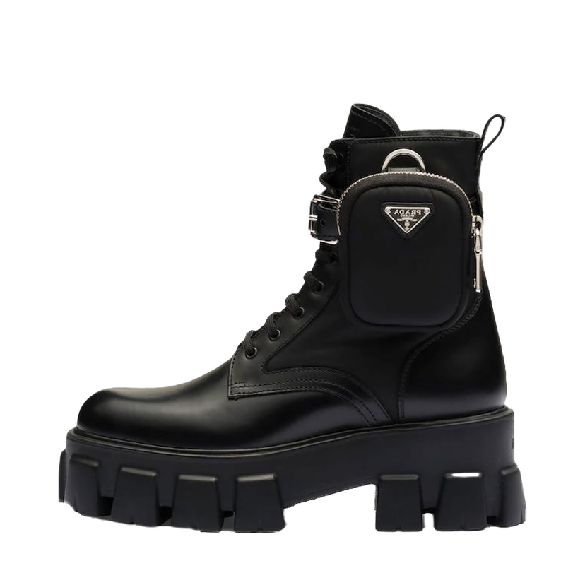 Sneakers och skor Prada Monolith 55mm Pouch Ankle Boots Black Leather Svart | 1T255M_3LJS_F0002_F_B055