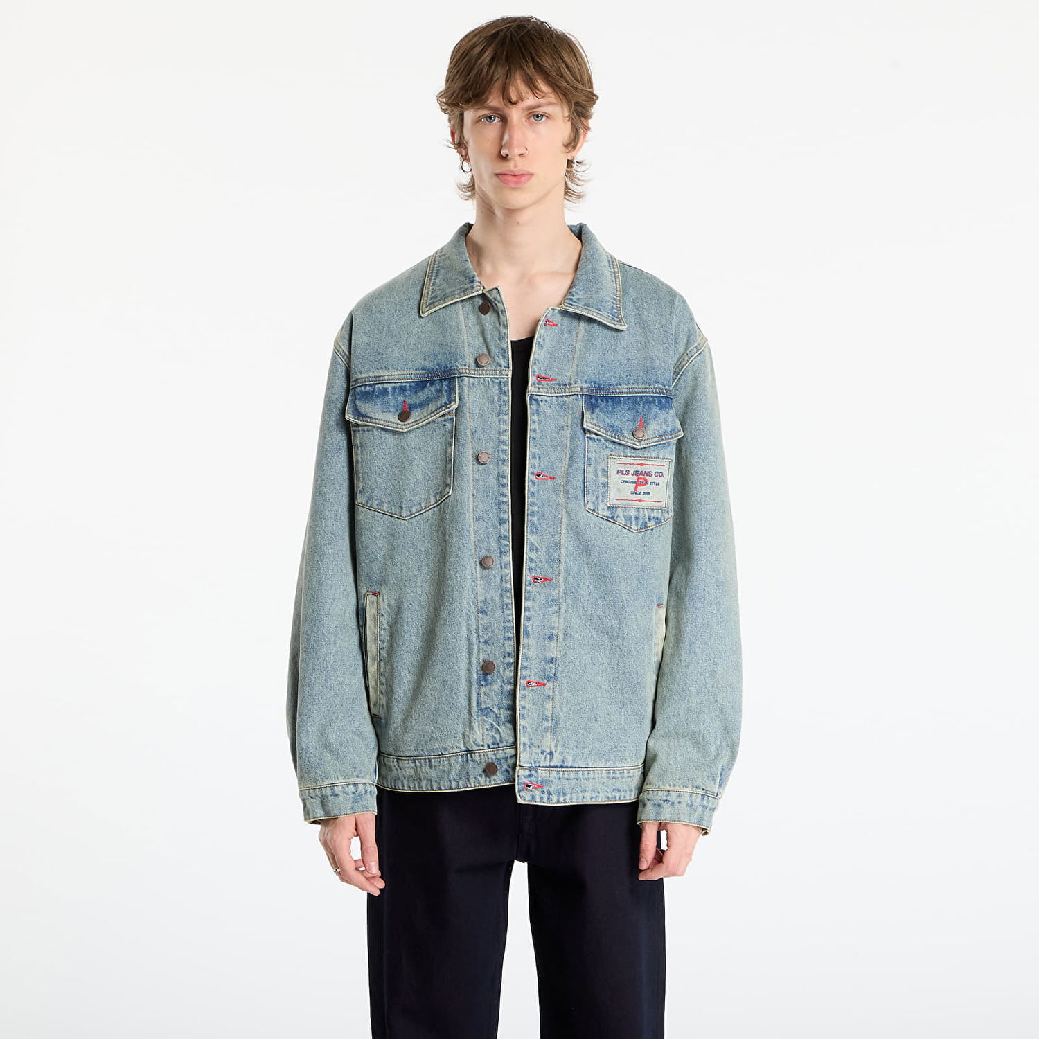 Jacka Pleasures Park Insulated Denim Jacket Blå | P25F020-INDIGO, 0