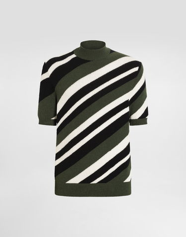 Sweater Dolce & Gabbana Dolce & Gabbana Striped Mock-Turtleneck Sweater Grön | GXW54TJFMMSV9647, 0