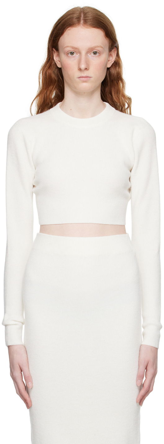 Crop top BOSS Ribbed Knit Crop Sweater Vit | 50482407 10246252
