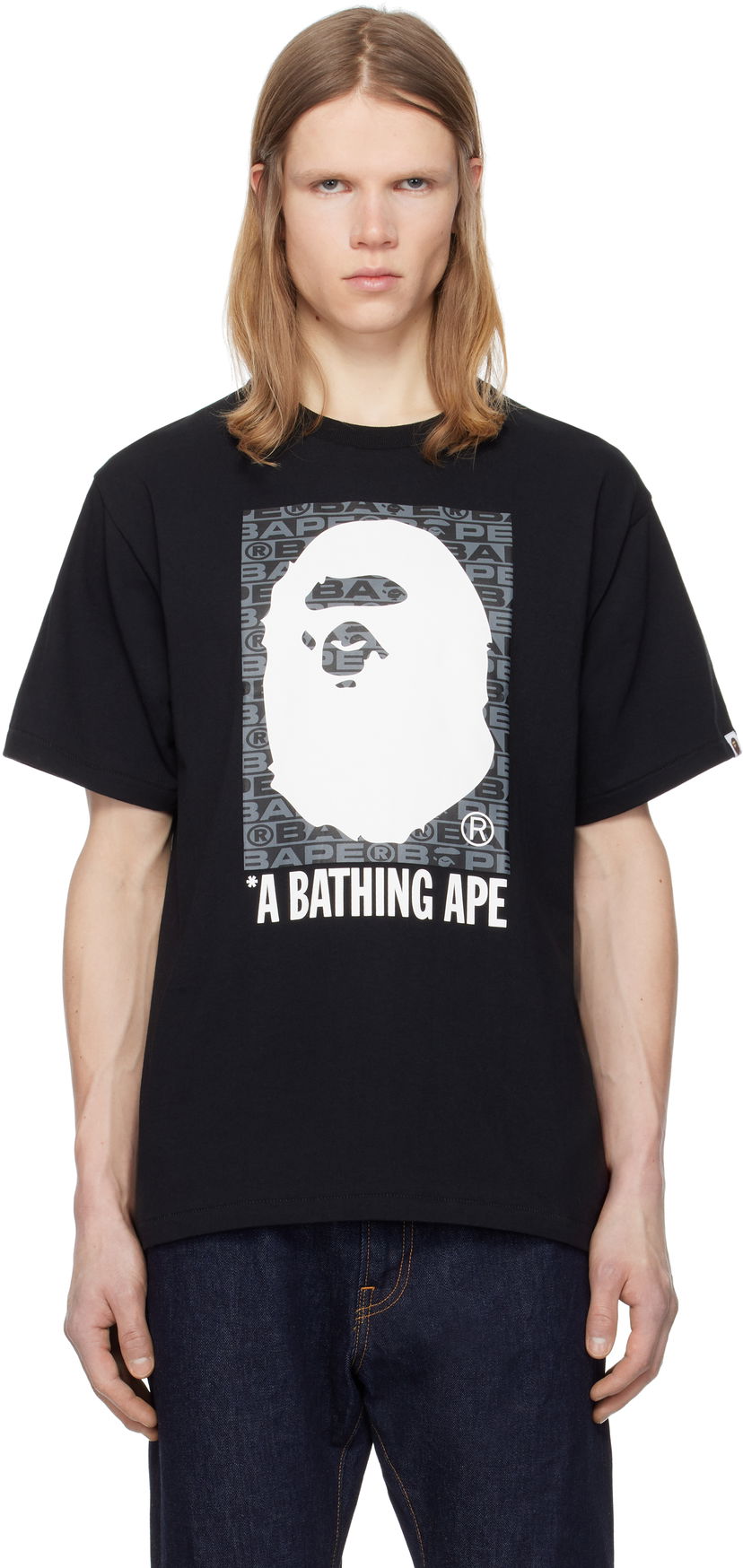T-shirt BAPE Lux Sports Pattern Box Ape Head T-Shirt Svart | 001TEK801048M