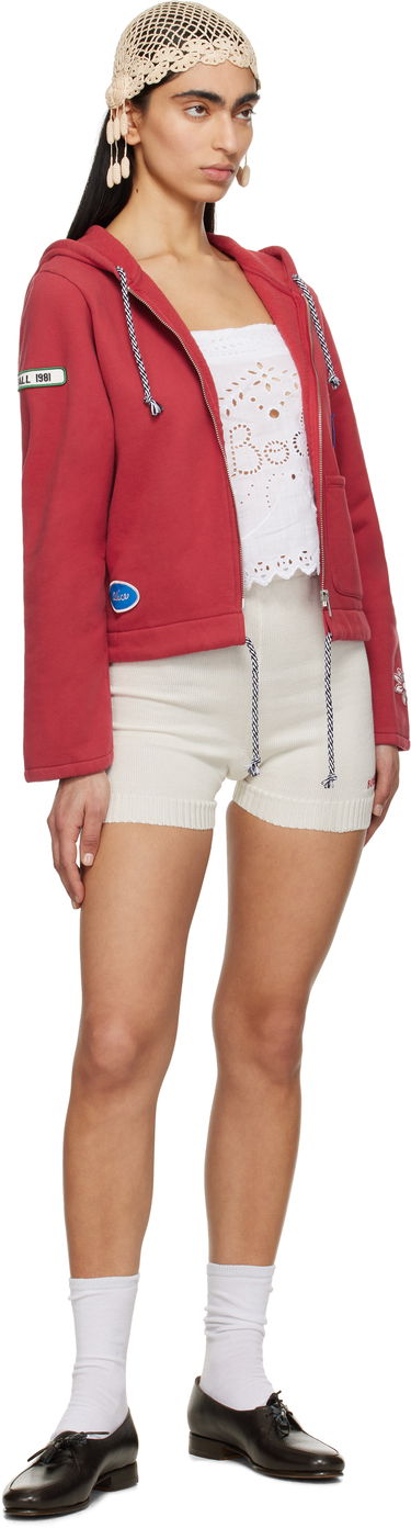 Sweatshirt Bode Bode Camper Cropped Zip Hoodie Röd | WRS25CS028, 3