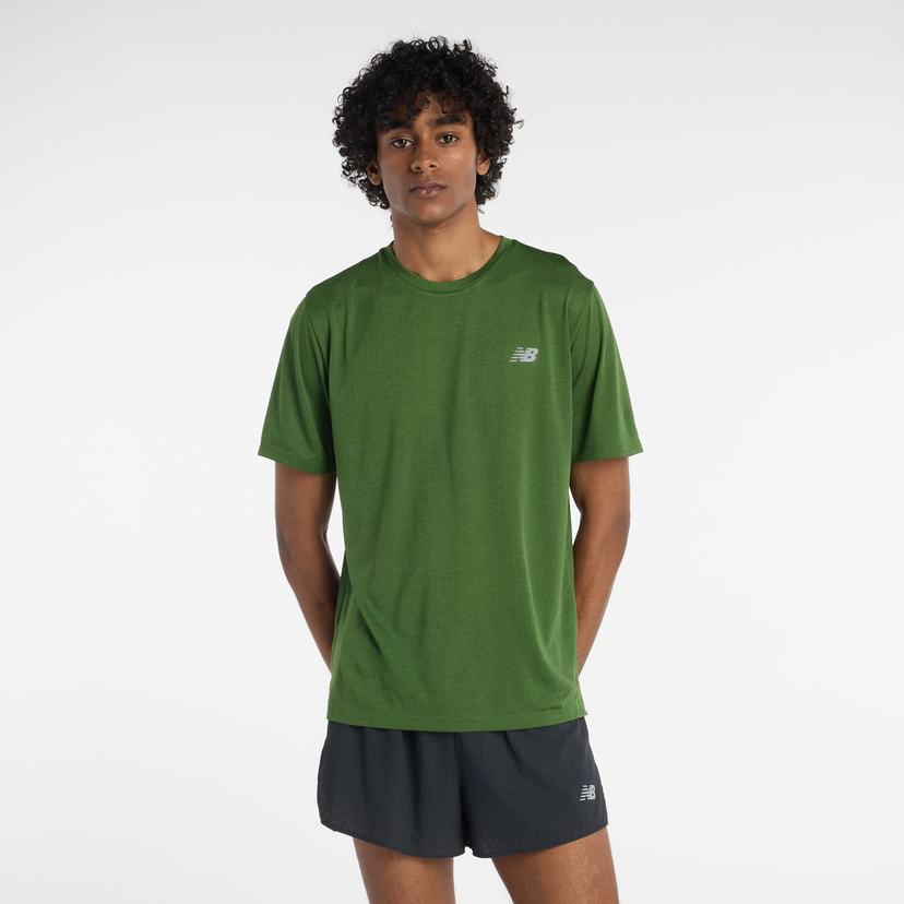 T-shirt New Balance Textured Performance Crew Neck T-Shirt Grön | NBMT41253DAA