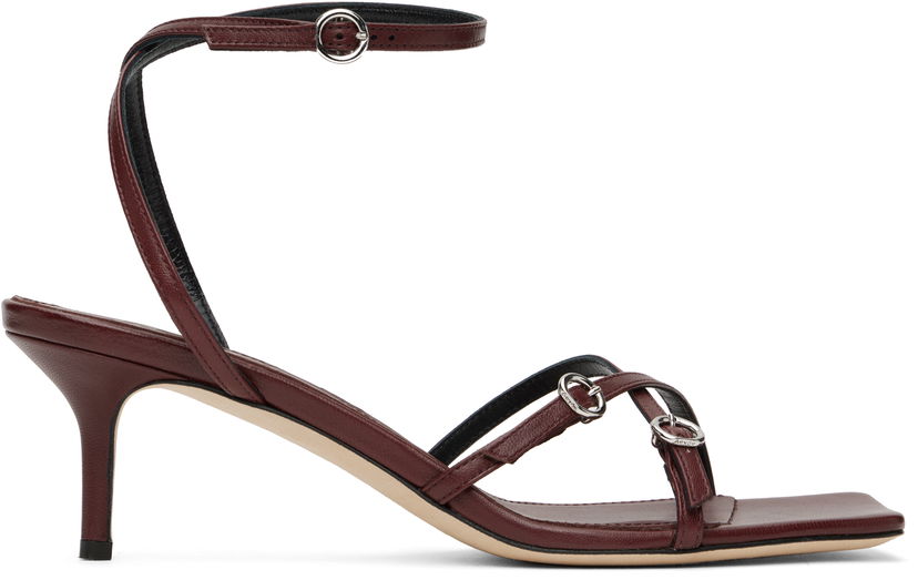 Skovård Aeyde Aeyde Libby Leather Kitten Heel Sandals Bourgogne | A11-HS-GAIS55TB172-SS25-955-007