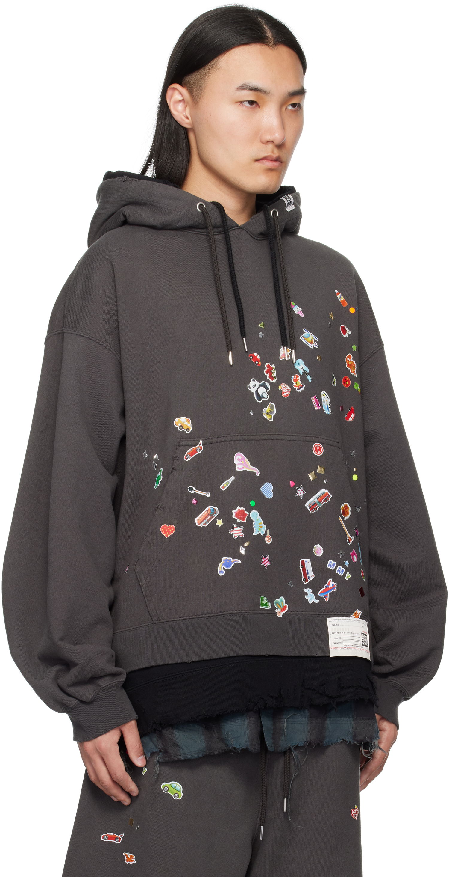 Sweatshirt Maison MIHARA YASUHIRO Maison MIHARA YASUHIRO Triple Layered Graphic Hoodie Grå | A14HD551, 1