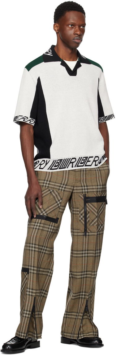 Sweater Burberry Burberry Logo Trim Wool Polo Vit | 8110074, 3