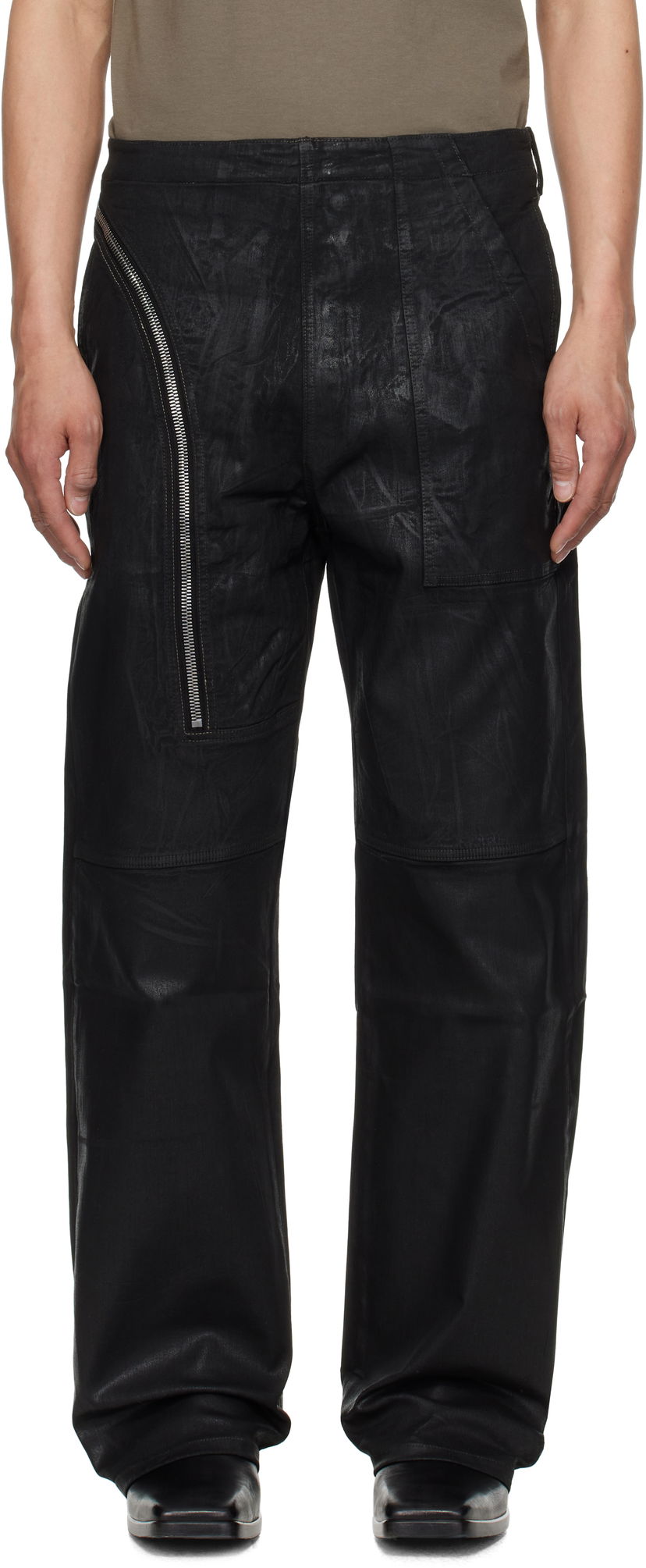 Byxor Rick Owens Rick Owens DRKSHDW Hollywood Aircut Leather Pants Svart | DU01E3356 SCF