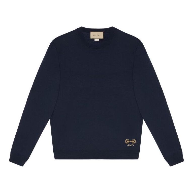 Sweater Gucci Gucci Horsebit Wool Sweater Mörkblå | 730974-XKCOR-4011