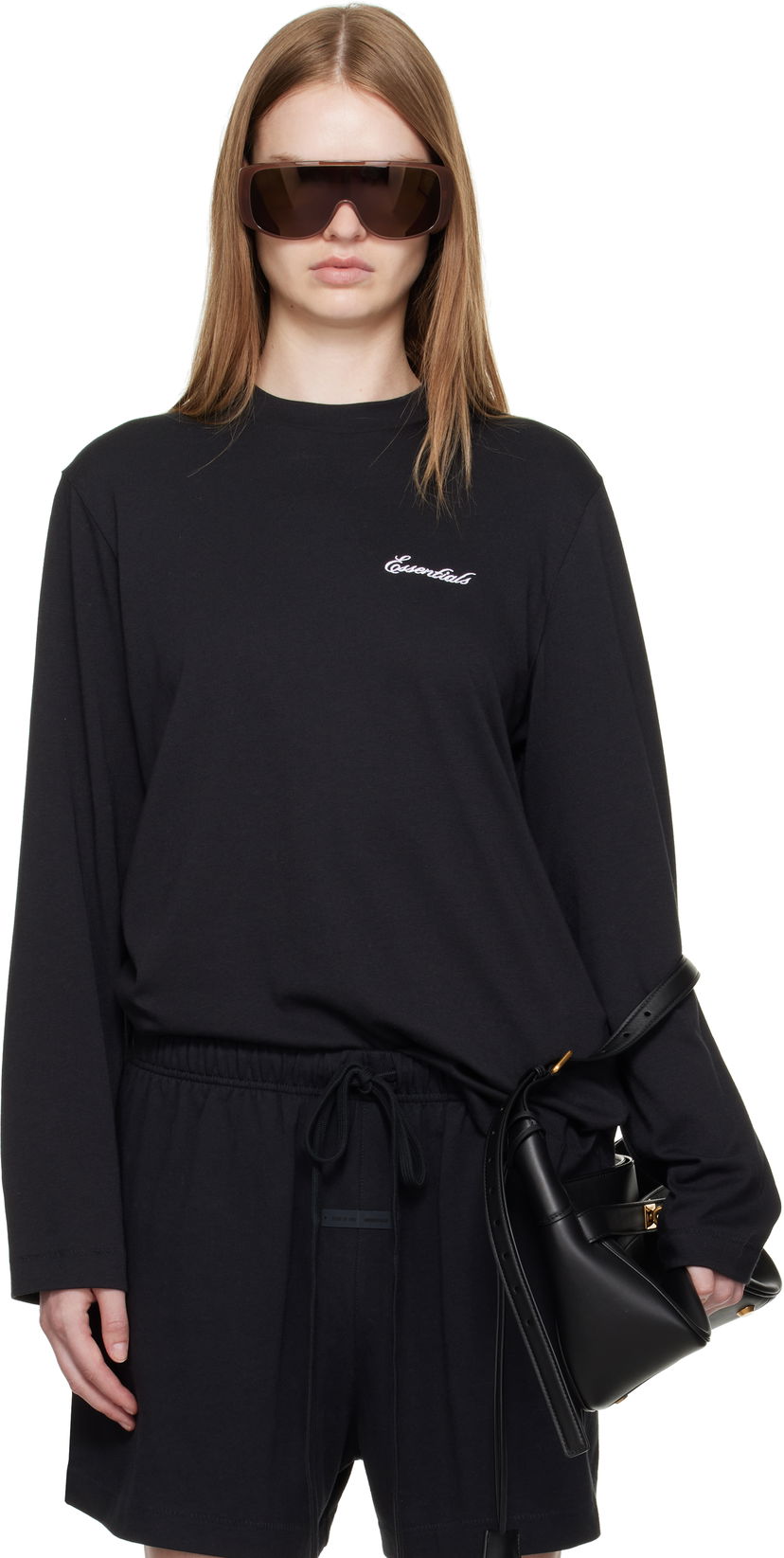 T-shirt Fear of God ESSENTIALS Classic Fit Long Sleeve T-Shirt Svart | 125SP255880FW