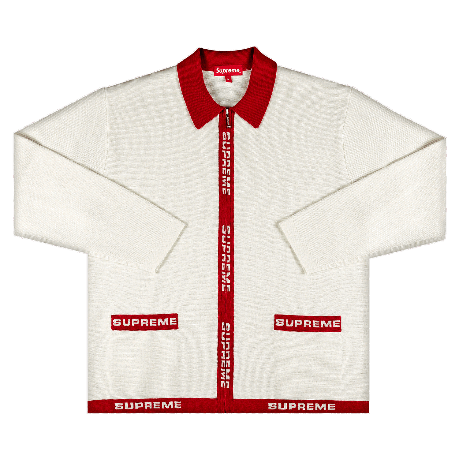 Sweater Supreme Logo Trim Zip Up Cardigan Vit | SS21SK12 WHITE, 0