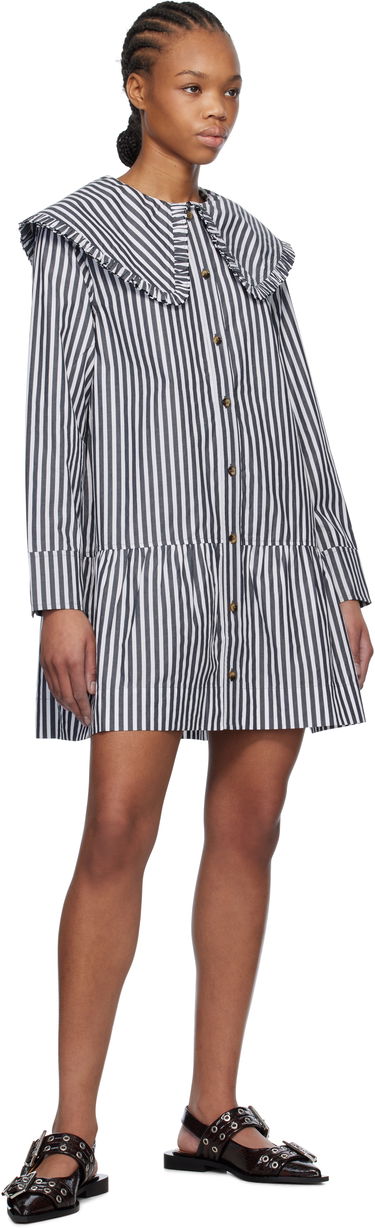 Klä GANNI Ganni Striped Ruffle Collar Minidress Flerfärgad | W0098, 3